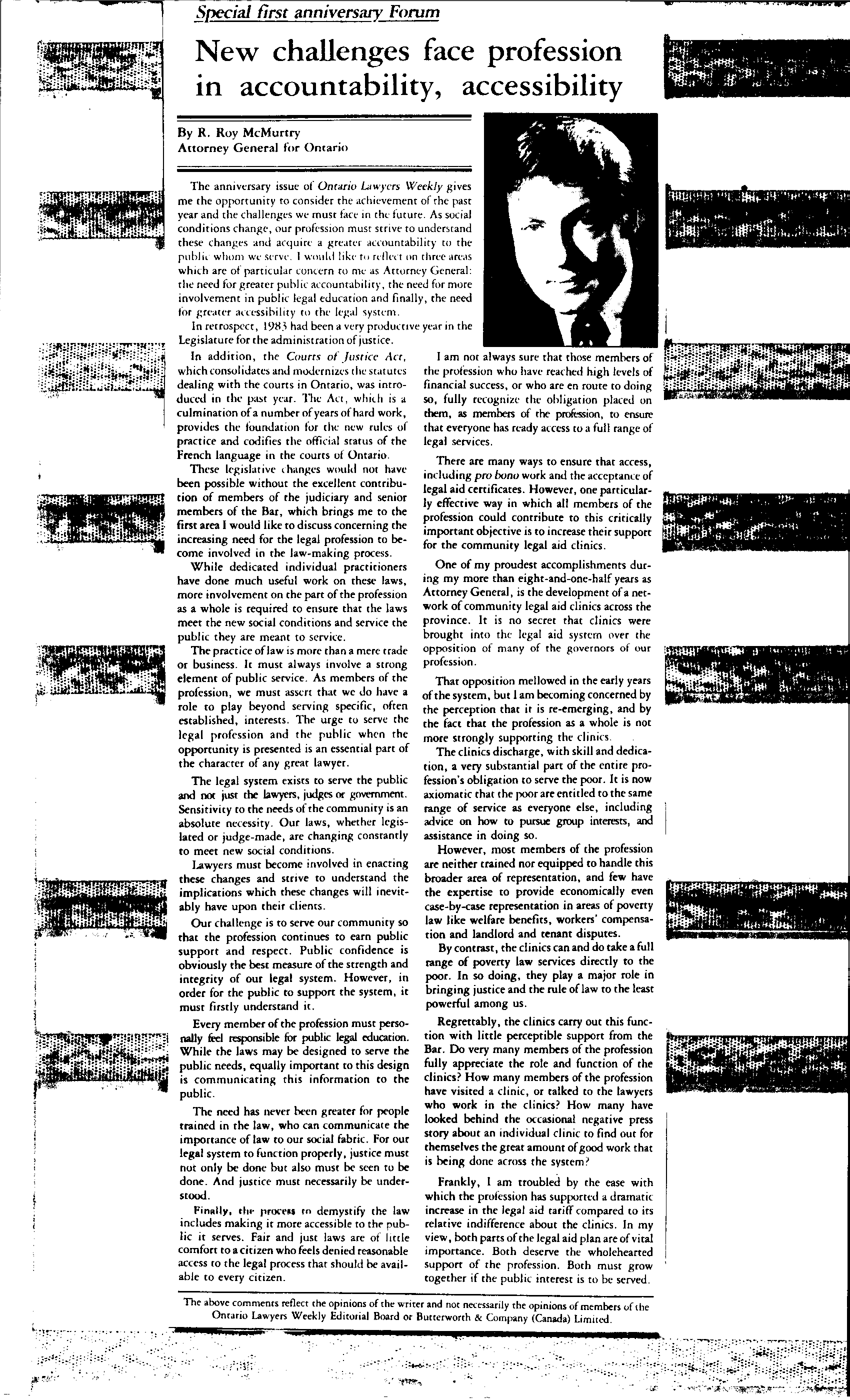 Our Tribute to Roy McMurtry - ACLCO - ACJCO